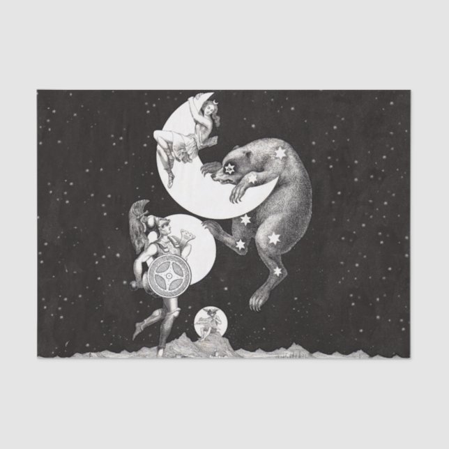 Celestial Moon Sky Universe God Night Illustration Tissue Paper (Front)