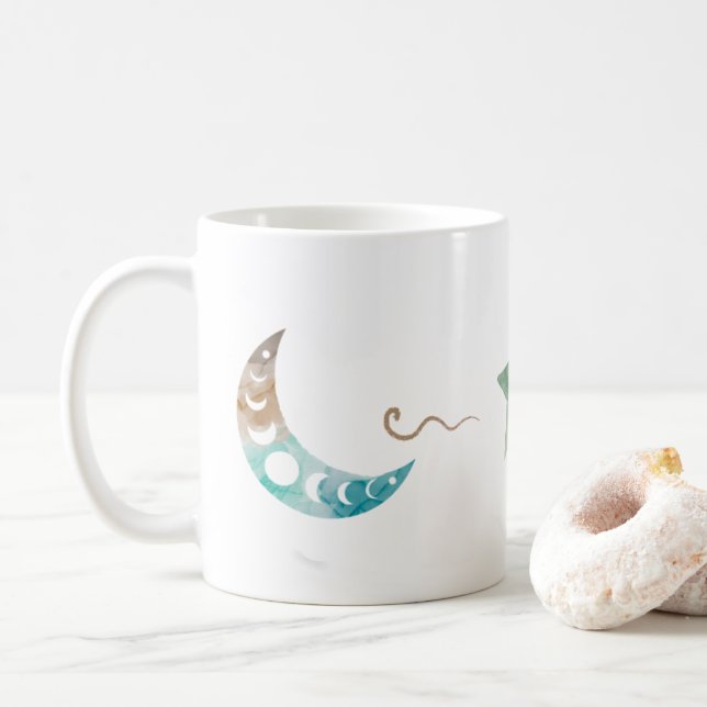 Celestial Moon Star Classic Ceramic Mug (With Donut)