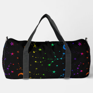 celestial moon star constellation rainbow duffle bag