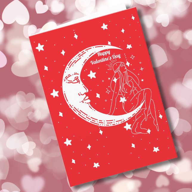 Celestial Moon & Star,Custom Photo Valentine's Day Holiday Card (Creator Uploaded)