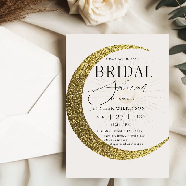 Celestial Moon Starry Night Mystical Bridal Shower Invitation (Celestial Moon Starry Night Mystical Bridal Shower Invitation)