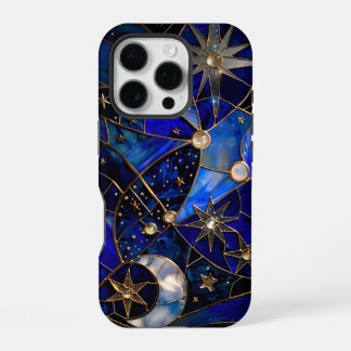 Celestial Moon Starry Night Stained Glass  iPhone 16 Pro Case