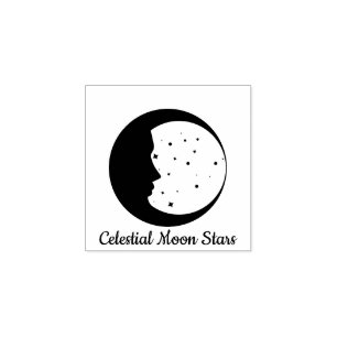Celestial Moon Stars Astrology Rubber Stamp