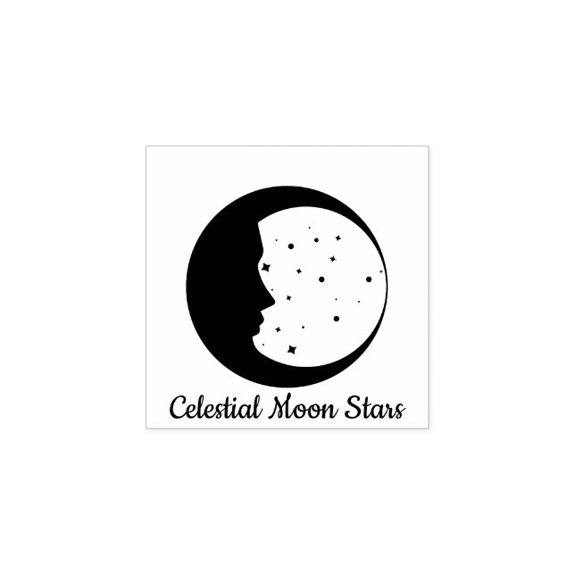 Celestial Moon Stars Astrology Rubber Stamp (Imprint)