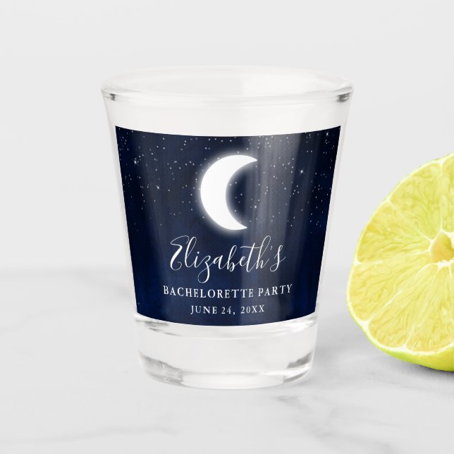 Celestial Moon Stars Bachelorette Party Shot Glass (Front)