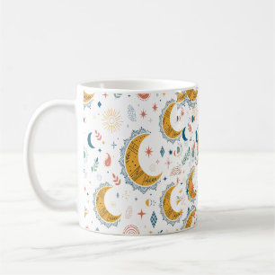 Celestial Moon Stars Boho Pattern Coffee Mug