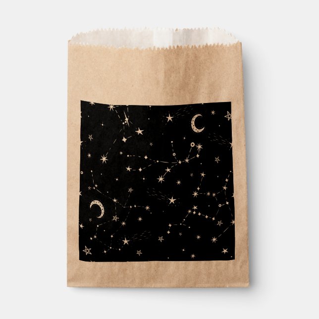 celestial moon stars constellations black favour bag (Front)
