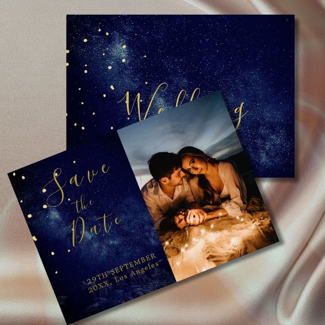  Celestial Moon Stars Elegant Photo  Wedding Save The Date (Creator Uploaded)