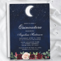 Celestial Moon Stars Floral Quinceanera