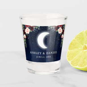 Celestial Moon Stars Floral Wedding Shot Glass
