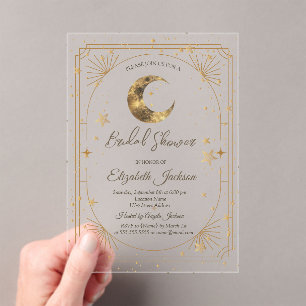 Celestial Moon Stars Frame  Bridal Shower Acrylic Invitations