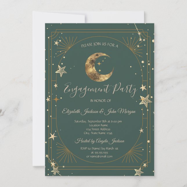Celestial Moon Stars Frame  Invitation (Front)