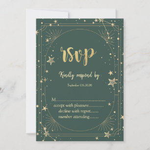 Celestial Moon Stars Frame Wedding RSVP Invitation