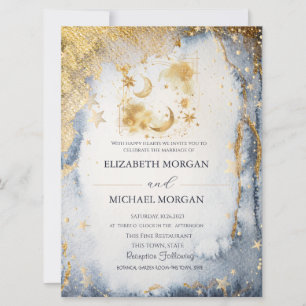 Celestial Moon,Stars Galaxy Wedding Invitation