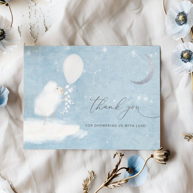 Celestial Moon Stars & Lamb Baby Shower Thank You  (Creator Uploaded)
