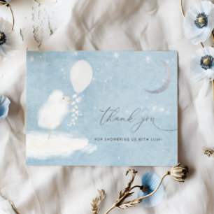 Celestial Moon Stars & Lamb Baby Shower Thank You Card