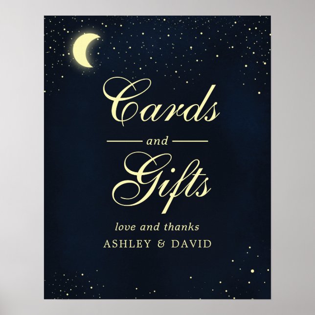 Celestial Moon Stars Midnight Blue Cards & Gifts Poster (Front)