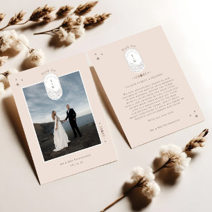 Celestial Moon Stars Monogram Boho Thank You Photo