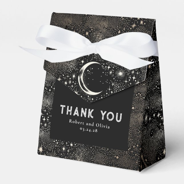 Celestial Moon Stars Mystical Wedding Thank You Favour Box (Front Side)