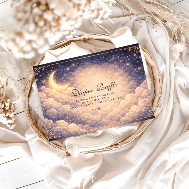 Celestial Moon Stars Neutral Diapper Raffle  Enclosure Card (Creator Uploaded)