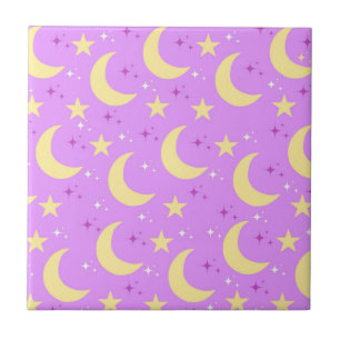 Celestial Moon Stars Pattern Ceramic Tile