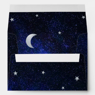 Celestial Moon Stars Return Address Printed Blue Envelope