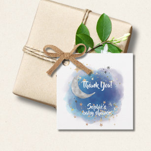 Celestial Moon Stars, Royal Blue And Gold Abstract Favour Tags