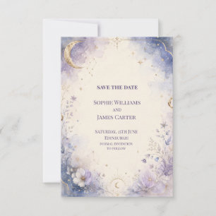 Celestial Moon Stars Watercolor Save the Date