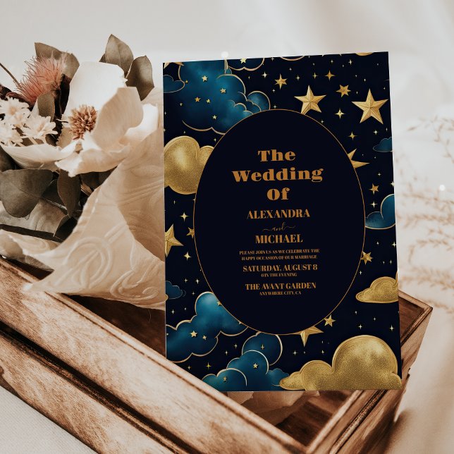 Celestial Moon Stars Wedding Invitation (Creator Uploaded)