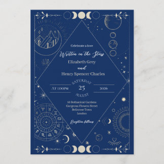 Celestial moon sun stars constellations wedding invitation