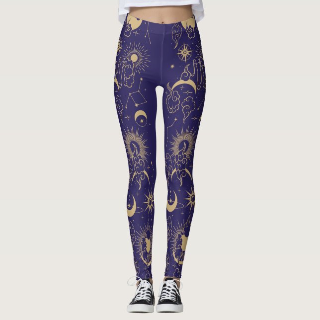 Celestial Moon & Sun Theme Leggings (Front)