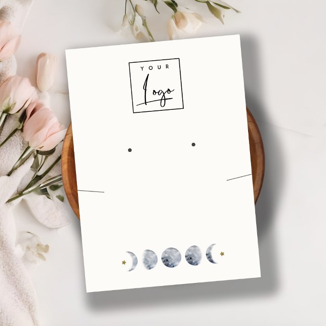 Celestial Moon Watercolor Necklace Earring Logo Business Card (Creator Uploaded)