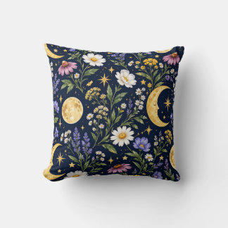 Celestial Moon & Wildflower Botanical Seamless  Cushion