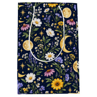 Celestial Moon & Wildflower Botanical Seamless  Medium Gift Bag