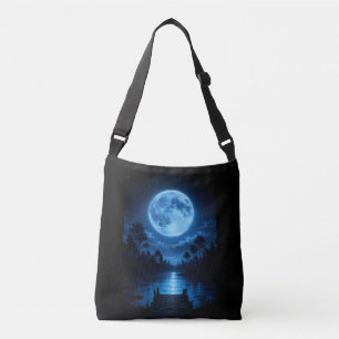 Celestial Moonlit Forest Reflection Aesthetic Crossbody Bag