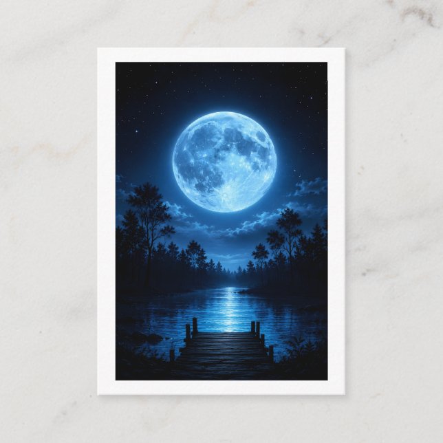 Celestial Moonlit Forest Reflection Aesthetic Enclosure Card (Front)