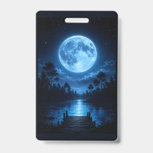 Celestial Moonlit Forest Reflection Aesthetic ID Badge