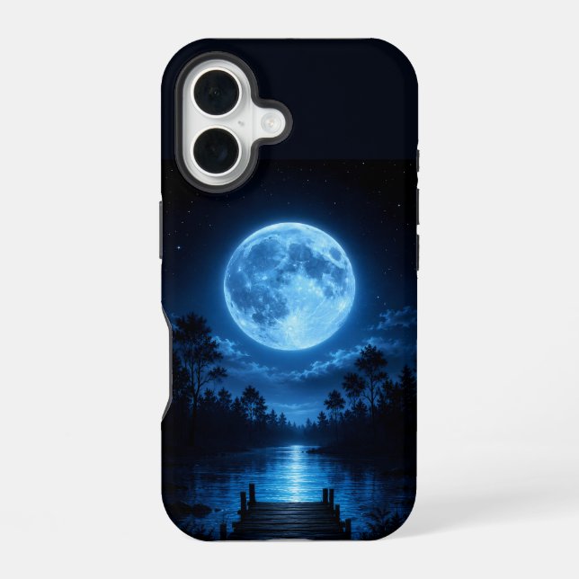 Celestial Moonlit Forest Reflection Aesthetic iPhone 16 Case (Back)