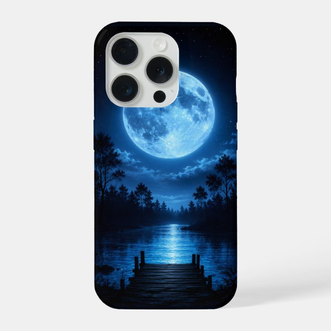 Celestial Moonlit Forest Reflection Aesthetic iPhone Case (Back)