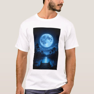 Celestial Moonlit Forest Reflection Aesthetic T-Shirt