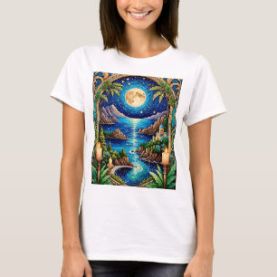 Celestial Moonlit Ocean Fantasy Landscape Art Tee