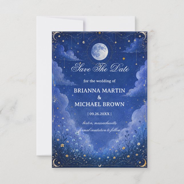 Celestial Moonlit Romantic Save The Date (Front)