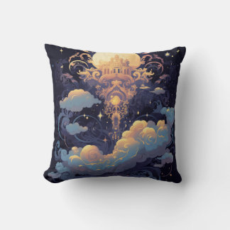 Celestial Moons Magic Cosmic,Stars purple Clouds Cushion