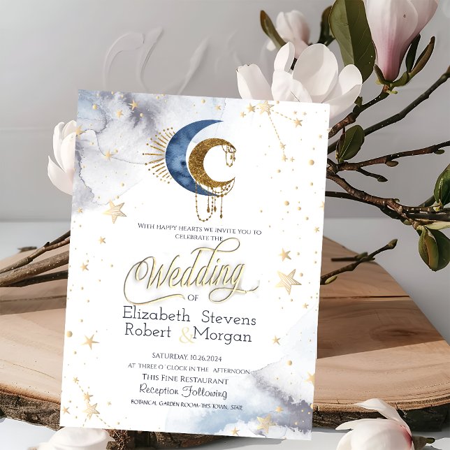Celestial Moons,Stars Chic Wedding   Invitation (Creator Uploaded)