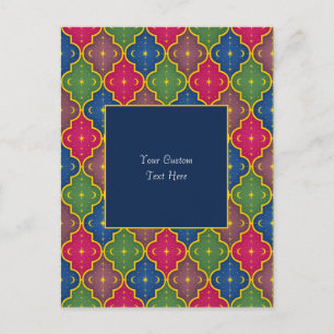 Celestial Moroccan Tile (blue background) Custom Postcard