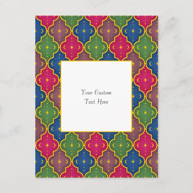 Celestial Moroccan Tile (white background) Custom Postcard (Front)