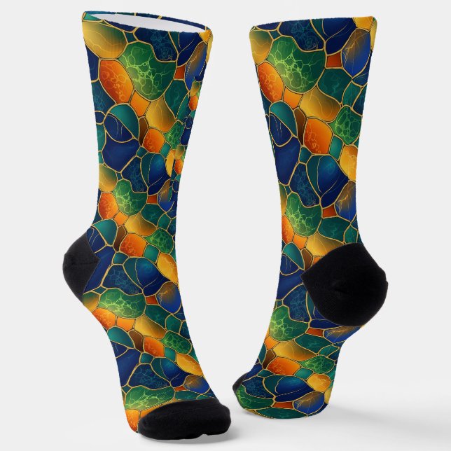 Celestial Mosaic Seamless Pattern Socks (Angled)