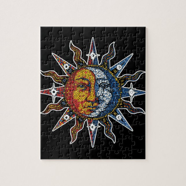 Celestial Mosaic Sun and Moon Jigsaw Puzzle (Vertical)