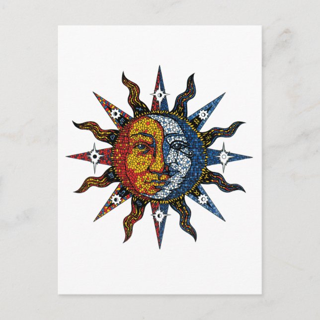 Celestial Mosaic Sun and Moon Postcard (Front)