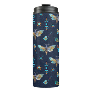 Celestial Moth Butterfly Pattern Thermal Tumbler